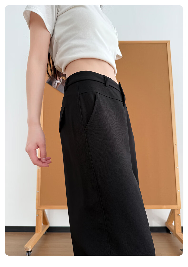 Langsha High-Waist Single-Button Draped Straight-Leg Wide-Leg Pants for Women Spring Summer Slim Fit Casual Trousers 20