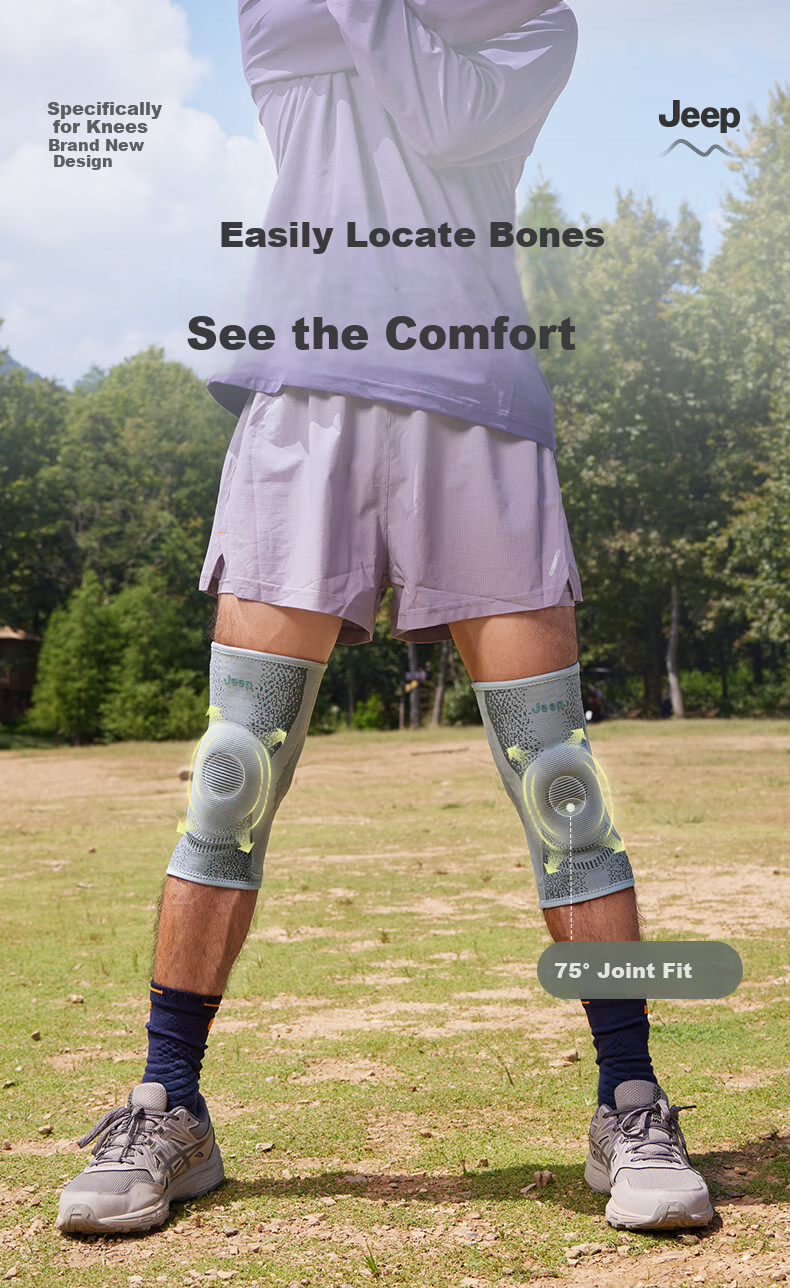 JEEP Knee Pads Sports Unisex Basketball Anti-Collision Running Fitness Breathable Adult Silicone Support Knee Pads Green L 7
