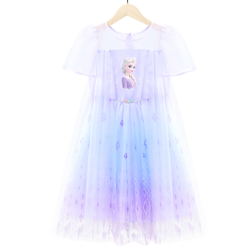 Disney Elsa Princess Dress 2026 New Girls Gradient Fairy Tulle Dress LX81182 Purple Size 120