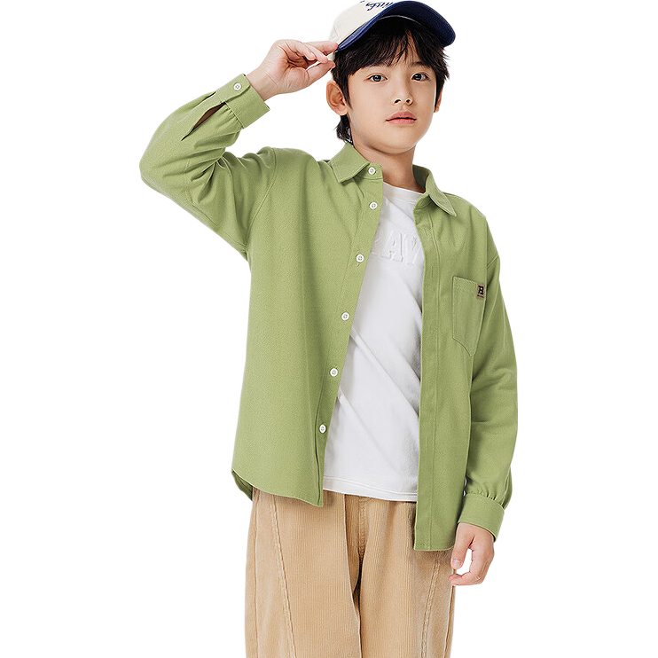 BALABALA Balaone Children's Long-Sleeve Shirt, Parent-Child Outfit, 2025 Autumn, All-Cotton Brushed Fabric, Loose-Fitting, Skin-Friendly, 208325102202