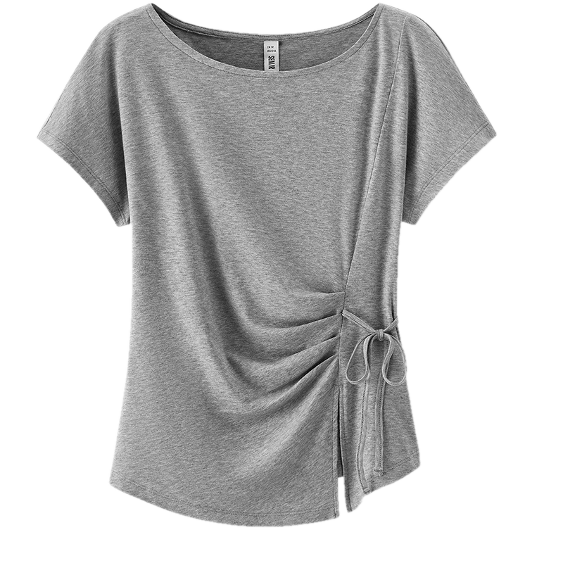 Semir Women's Summer T-Shirt Off-Shoulder Ruched Tie Slim Split Design 2026 101326100072