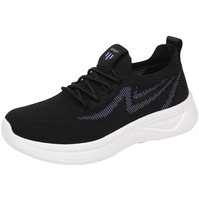 BURUIJING Summer Women's Old Beijing Cloth Shoes Mesh Breathable Mom Shoes Sports Casual Shoes 68877 Black 38