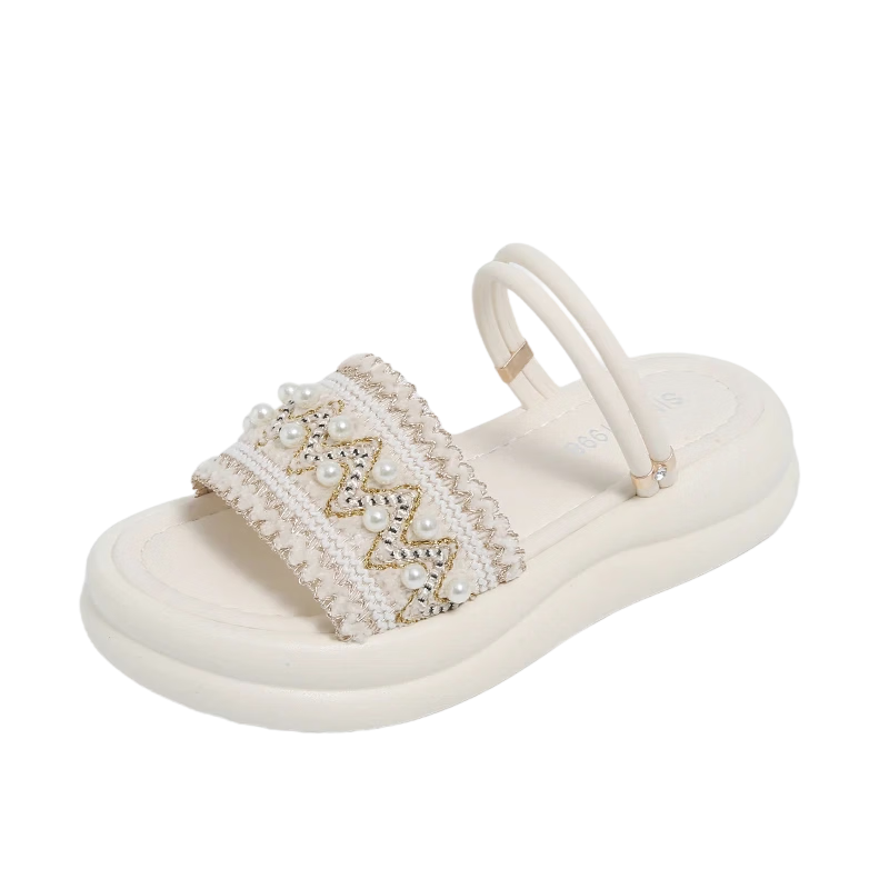 Cartelo Crocodile Women's Sandals Summer New Bohemian Style Versatile Thick-soled Beach Shoes 1816 Beige Size 37