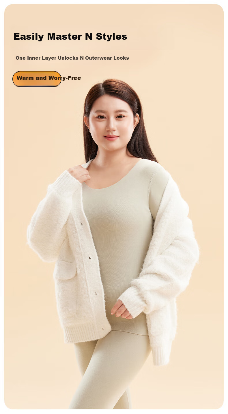 Yalu Women's Antibacterial Thermal Underwear Set Plus Size for Autumn and Winter, Suitable for Up to 200 Jin, Warm Long Johns and Top 11
