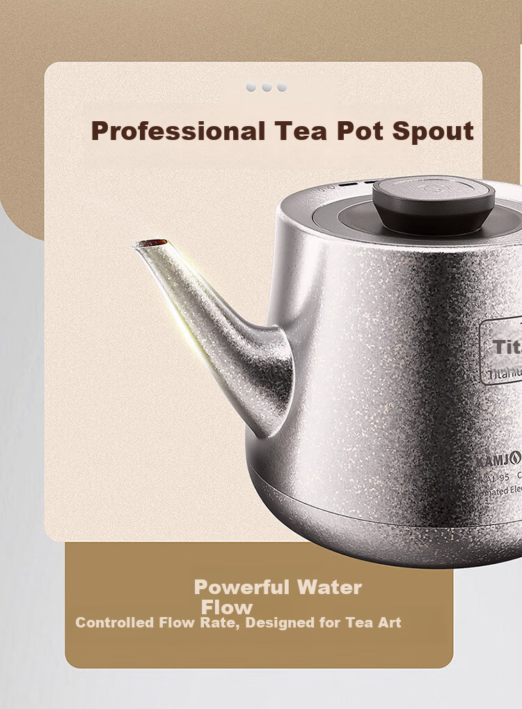 KAMJOVE Pure Titanium Electric Kettle Fully Automatic Bottom Water Supply Electric Kettle New Model Temperature Control Integrated Automatic Electric Kettle AI-95 for Boiling Water and Brewing Tea 15