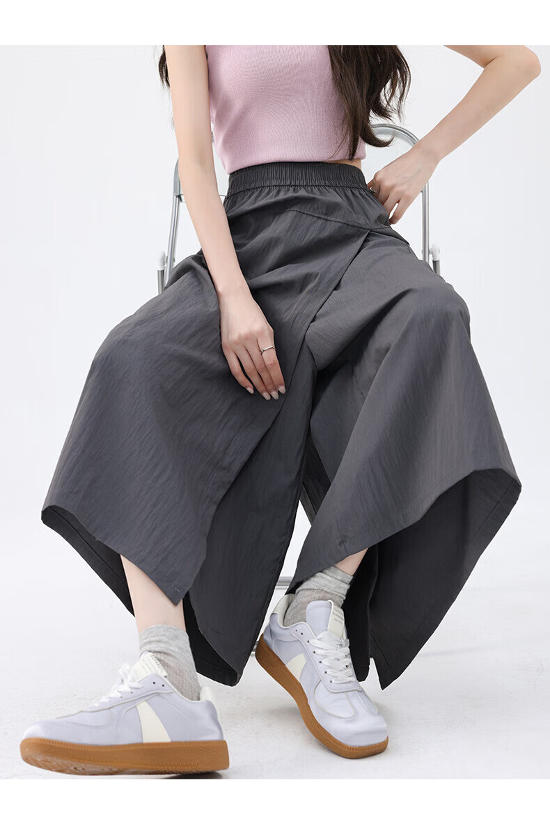 Langsha Women's Summer Workwear Skirt Pants New Small Size Casual Loose Slim Wide-Leg High-Waist Cool Yamamoto Pants 10
