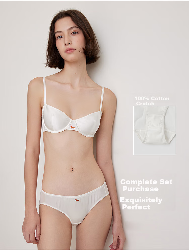 Fuli Girl Women's Silk Lingerie Mulberry Silk Thin Comfortable Soft Underwire Small Bust Sexy Bra Pearl White 75B 9