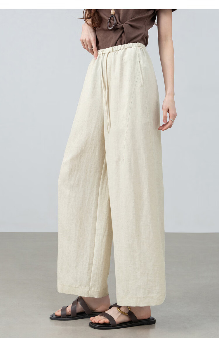 Shangdubila Linen Blend Casual Pants for Women Spring Summer Petite High Waist Elegant Straight Leg Pear Shape Slimming Cropped Pants 19