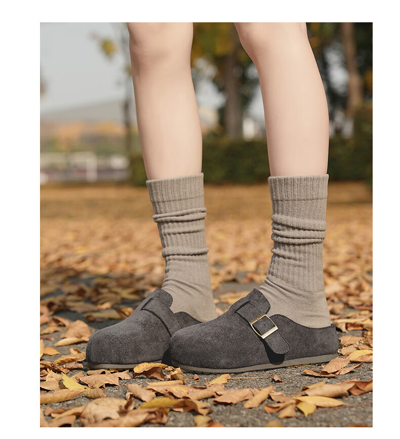 HUANQIU Women's Thick Sole Birkenstock Style Slip-On Lazy Shoes 2026 New Spring Summer Half Toe Mules with Skirt Single Shoes 20