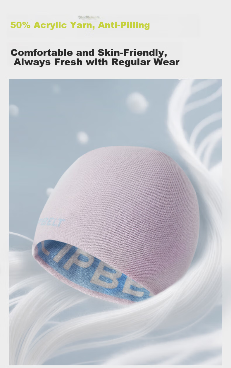 Feibit Merino Wool Hat Unisex Antibacterial Warm Knitted Sports Cap Anti-Pilling Ear Protection Cold Resistant Snow Pink 4