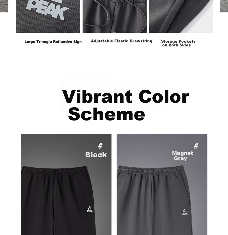 PEAK Men's Sports Pants, Summer Fleece-Lined Warm Versatile Knitted Joggers, Loose-Fitting Casual Trousers DF334007 90