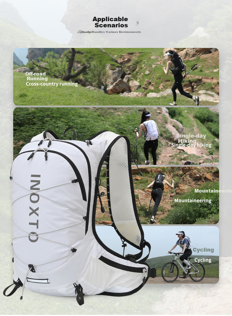 INOXTO Eagle 18L Outdoor Backpack - Multifunctional Casual Hiking Trail Travel Cycling Double Shoulder Bag 616 White 1