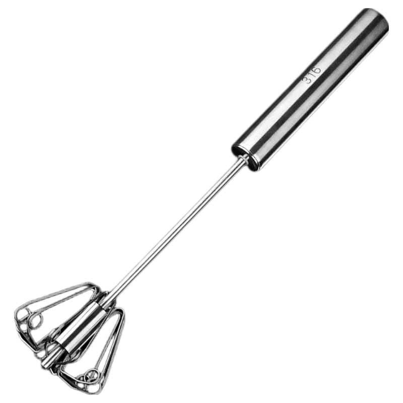 MUYA 316 Stainless Steel Semi-Automatic Egg Beater Manual Egg Whisk Mixer for Baking and Dough Kneading Tool