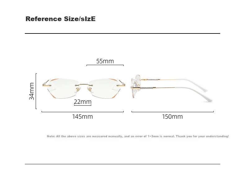 Mumujian Imported Reading Glasses for Women Frameless Fashion Elegant Gold 150° Blue Light Blocking [Recommended Age 50-54] 8