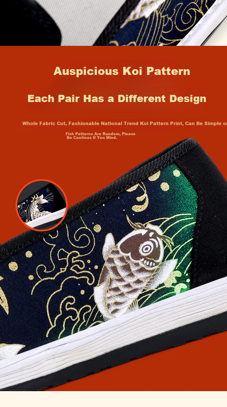 BUSHEYUAN Casual Printed Trendy Slip-On Flat Old Beijing Cloth Shoes for Men 331-1045 Black Size 40 7