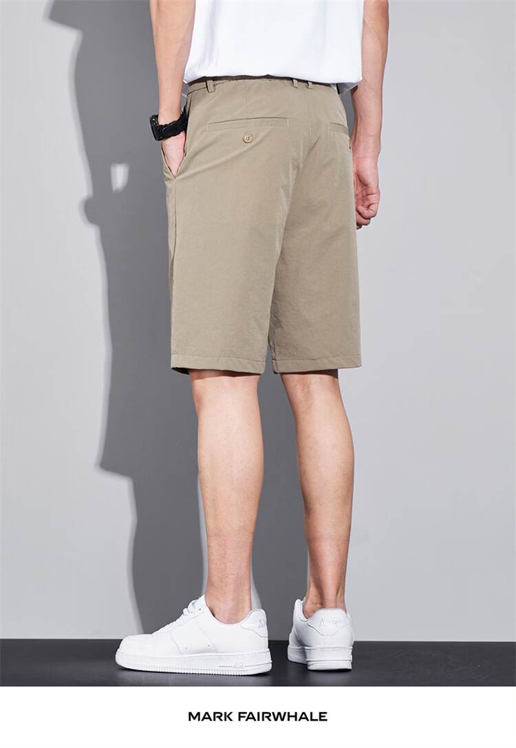 MARK FAIRWHALE Men's Summer Thin Ice Silk Quick-Dry Loose Straight-Leg Casual Shorts Mid-Length Pants 14