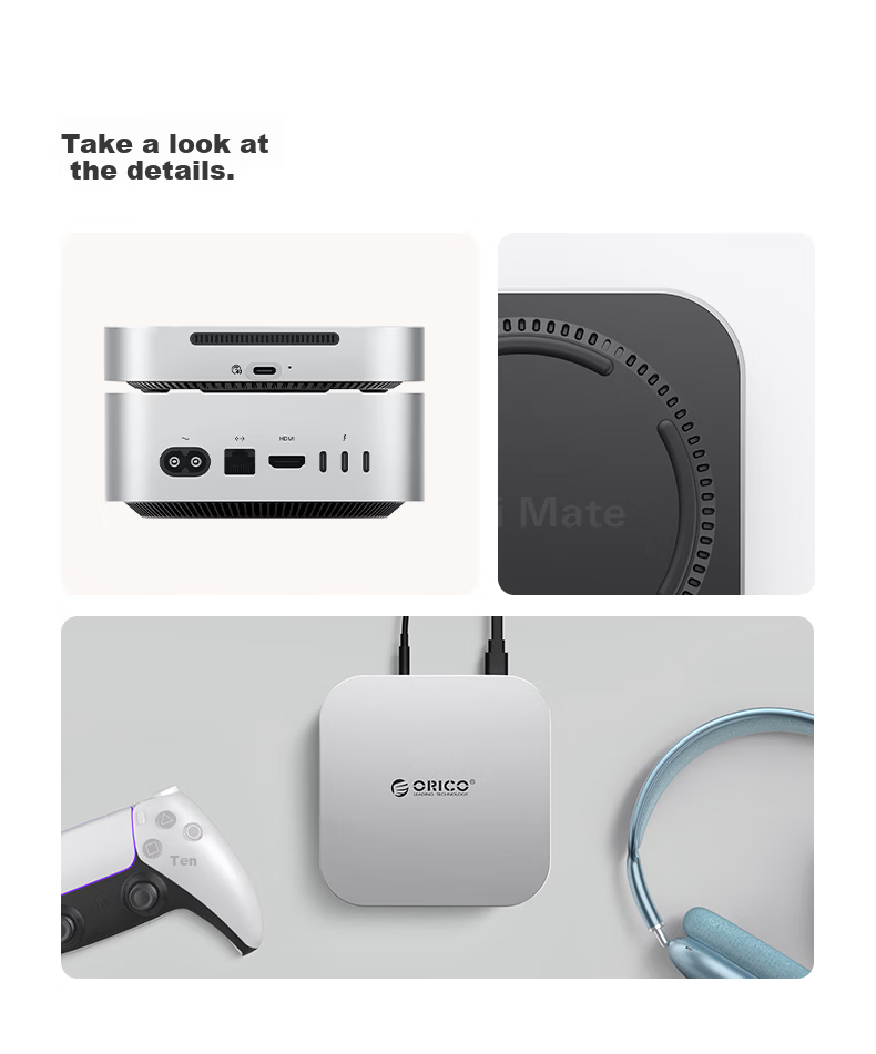 ORICO 2TB Portable SSD MiniMate External Hard Drive for MacMini M4 Expansion 20Gbps High-Speed Storage Cooling Dock M4 2
