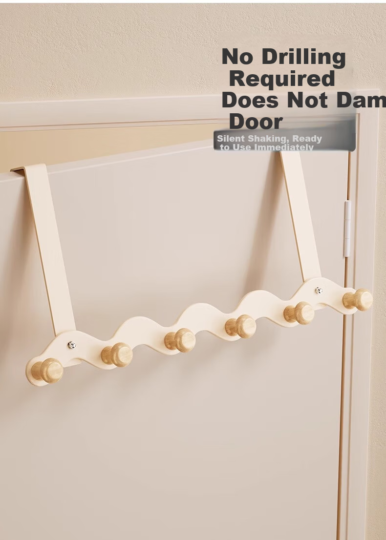 Tiger Mister Over Door Hook Rack No Drilling Bedroom Door Clothes Bag Storage 6 Hooks 5