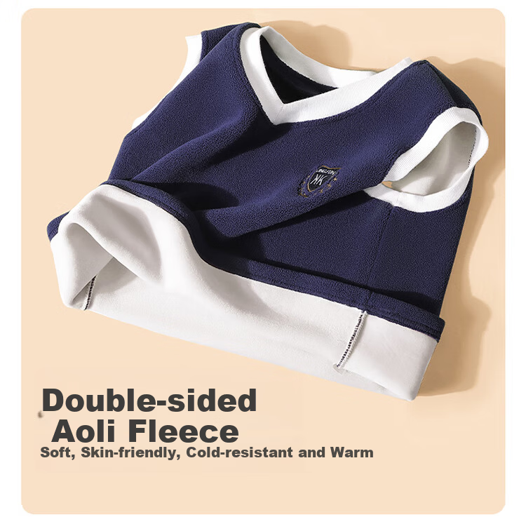 Bingxue Kapok Children's Warm Vest Autumn Winter Double-Sided Fleece Thickened Boys and Girls Base Layer Antibacterial Vest 7A 16