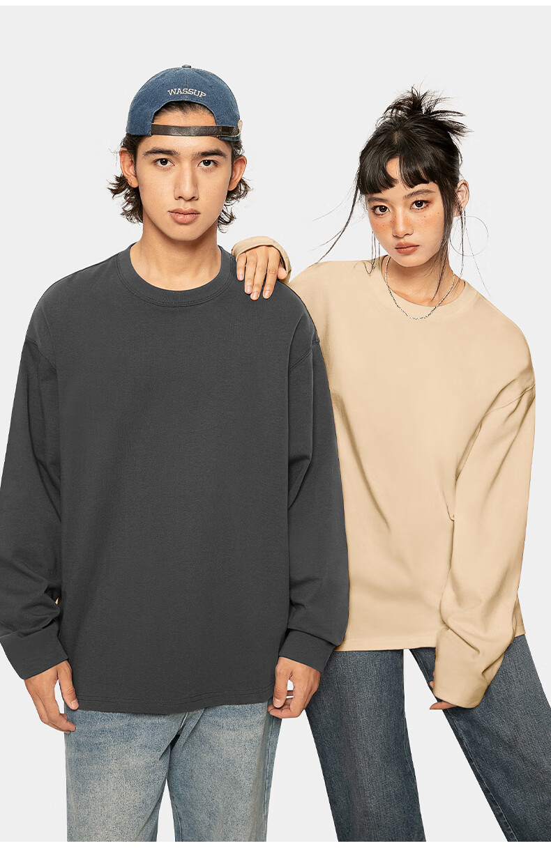 Warrior Spring 2026 New Japanese Style Trendy Men's Loose Fit Cotton Long Sleeve T-Shirt Black 2XL 11