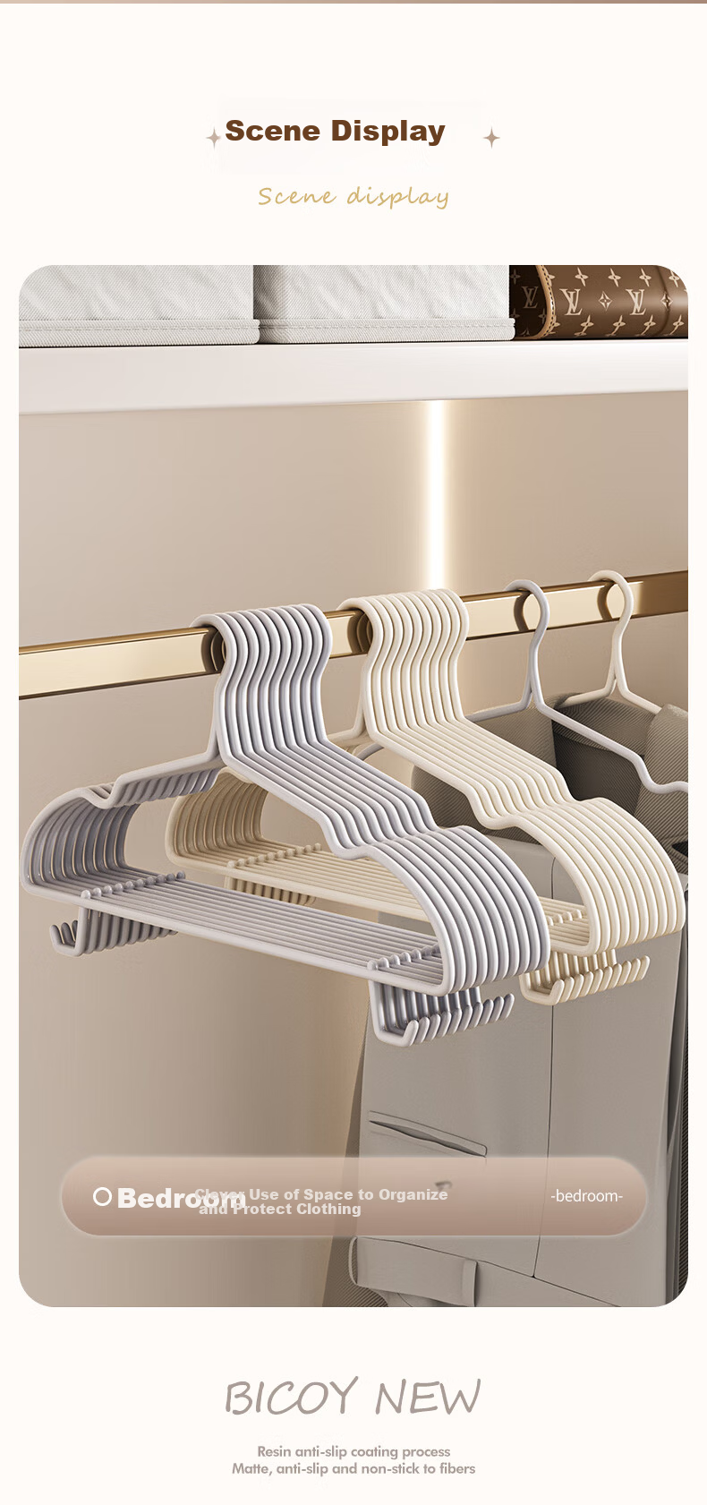 Baicaoyuan Non-Marking Clothes Hangers Anti-Slip 2026 New Thickened and Widened Steel Tube Clothes Hangers 20-Pack 13