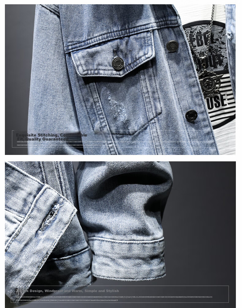 Pierre Cardin [Korean Style Trend] Men's Summer Fashion Comfortable Denim Jacket Blue L 10