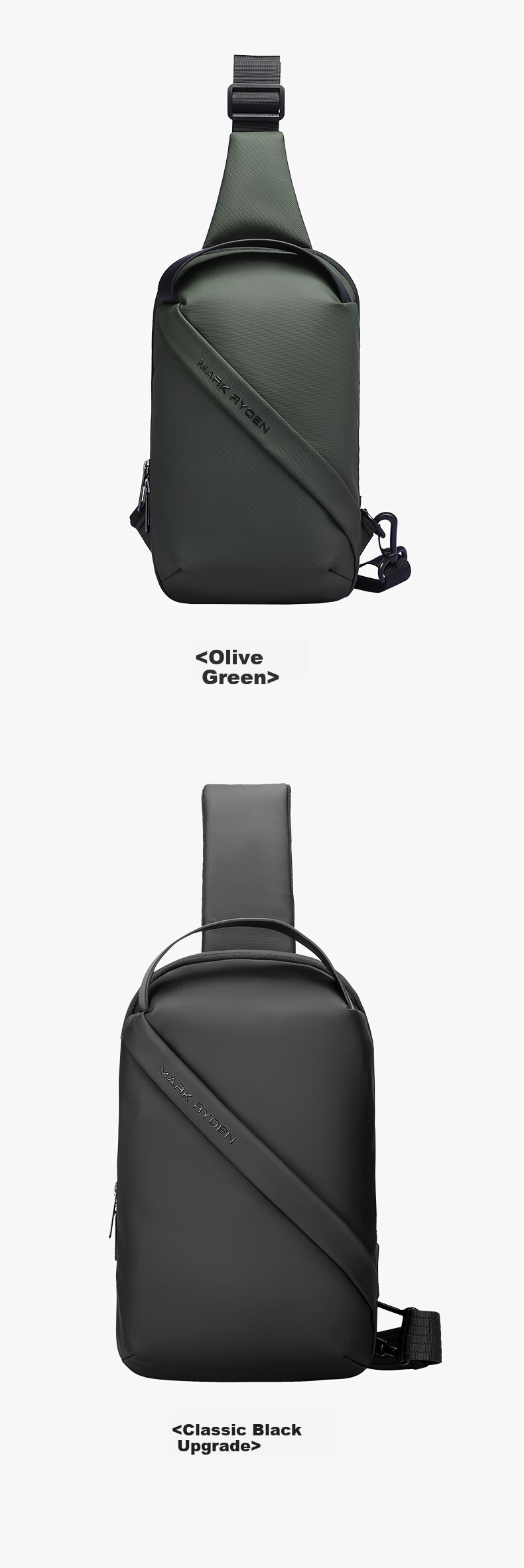 Marco Leiden Men's Chest Bag Single Shoulder Fashion Trendy Cycling Crossbody Multifunctional Sports iPad Bag MR8518 Graphite Gray 10