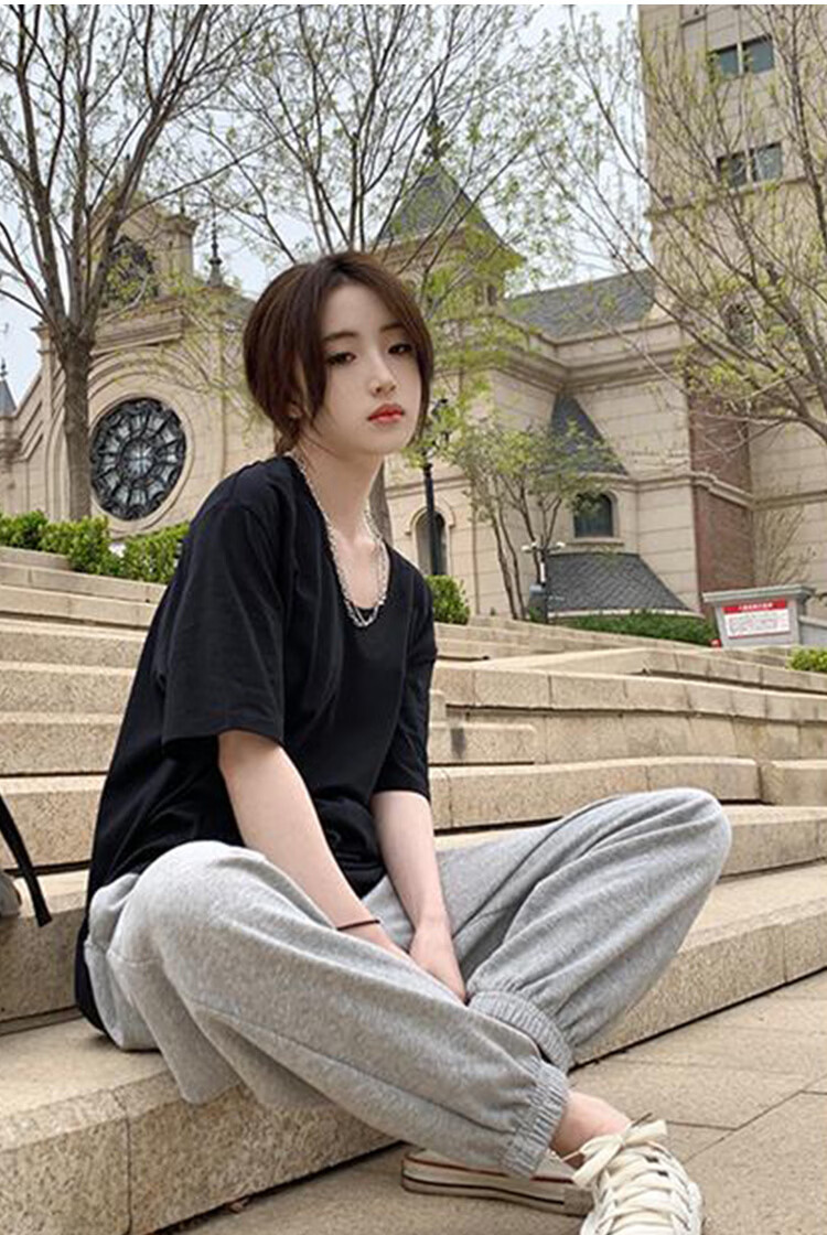 Langsha Lazy Style Short Sleeve T-Shirt for Women Spring Summer Slim Fit Casual Base Layer New Style 9
