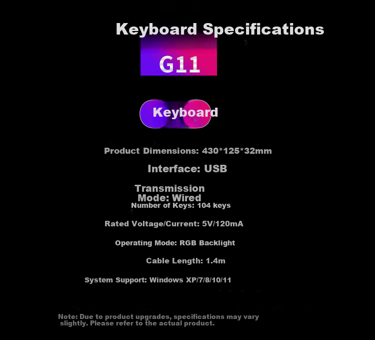 GESOBYTE G11 Wired Mechanical Feel Gaming Keyboard RGB Backlit USB External for Desktop Laptop Home Use White 9