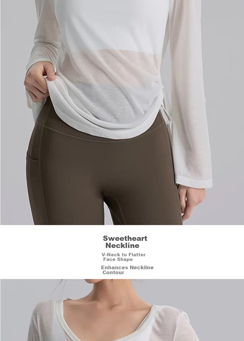 LangSha Women's Long Sleeve Breathable Slim Fit Casual Sports Yoga Top Layer Shirt 3