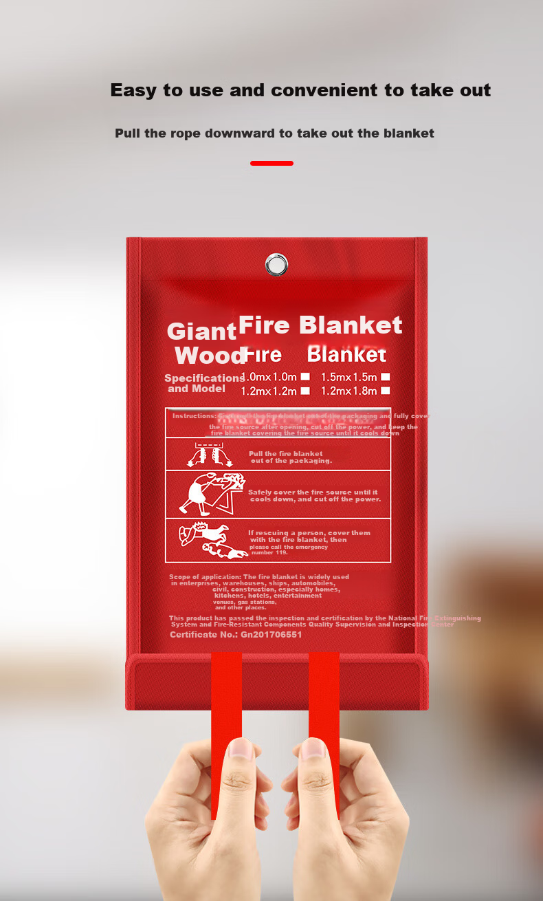 Jumu Fire Blanket Fiberglass Fire Extinguisher for Home Kitchen Factory Emergency Escape National Fire Safety Certification 6