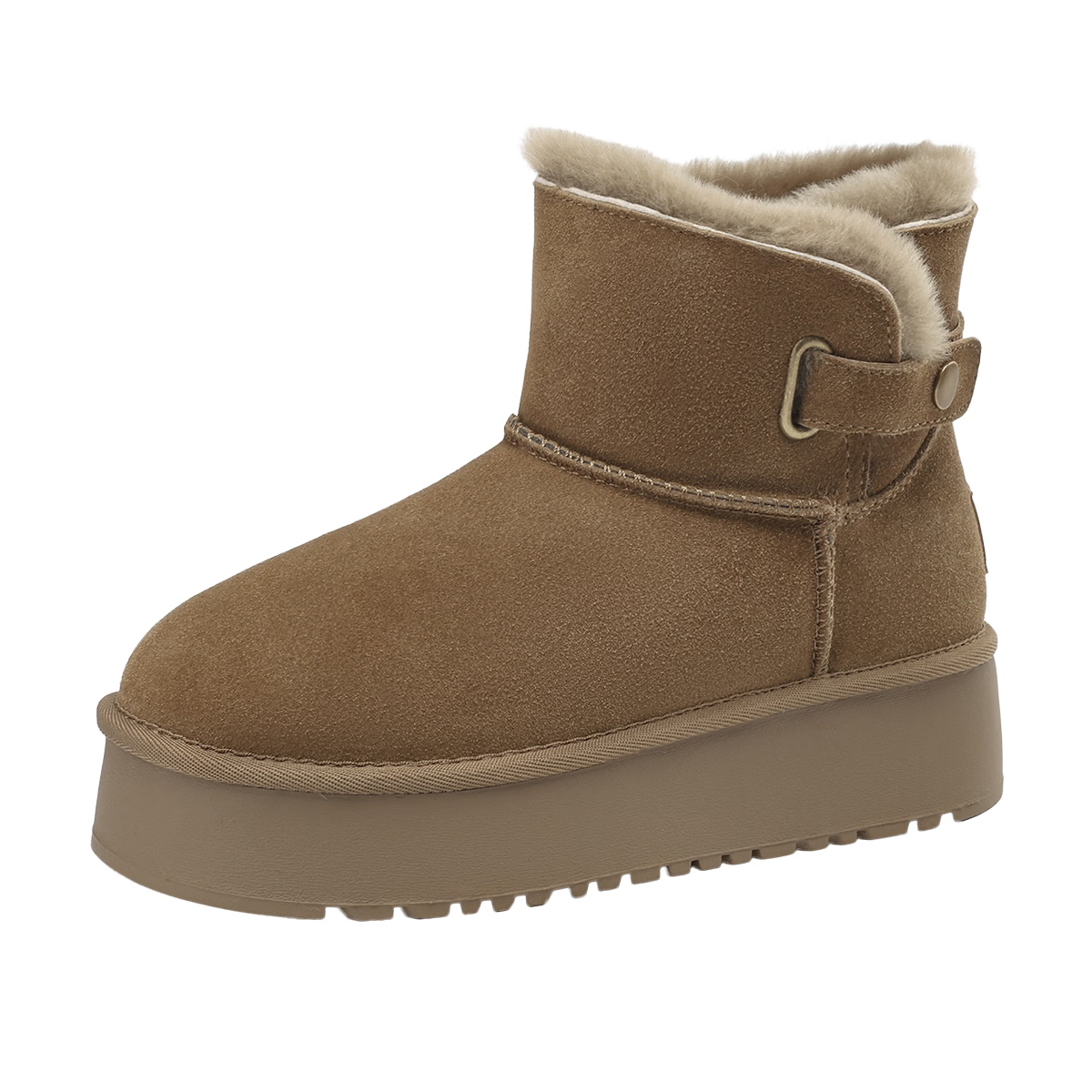 Daphne Women's Snow Boots Cold-Resistant Soft Cotton Shoes Fleece-Lined Warm Thickened Cowhide Boots 4023608098 Brown Size 37