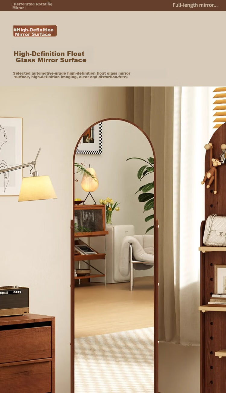 Millennium Mansion Pegboard Rotating Full-Length Dressing Mirror with Integrated Clothes Hanger and Storage Rack Floor-Standing Fitting Mirror 170*40 White 5