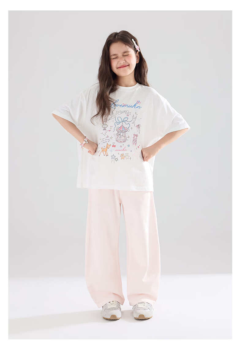 Mucmukn Wish Fairy Snowflake Soft Cotton Loose Hand-Painted Print Short Sleeve T-Shirt Summer Girls' Tee New 26