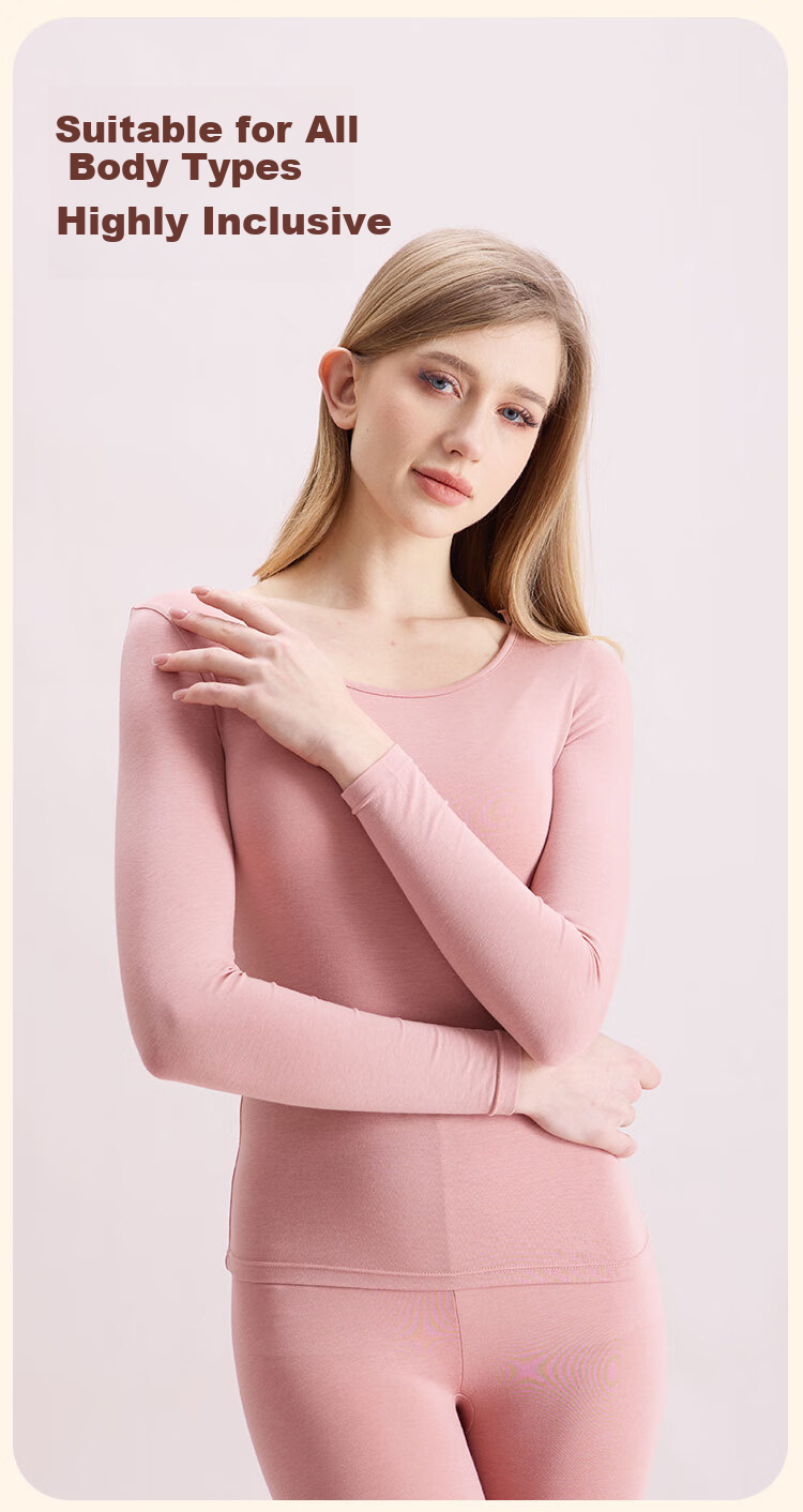 COVER ORANGE Women's Thermal Underwear Modal 7A Antibacterial High Elastic Slim Fit Skin-Friendly Seamless Base Layer Set 9