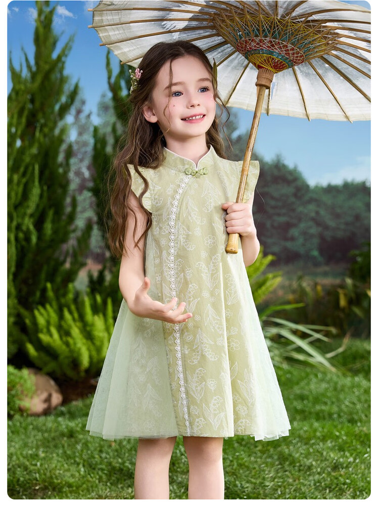 ASK JUNIOR Children's Qipao Dress 2026 Summer Toddler Short Sleeve New Chinese Style Dress for Girls 14