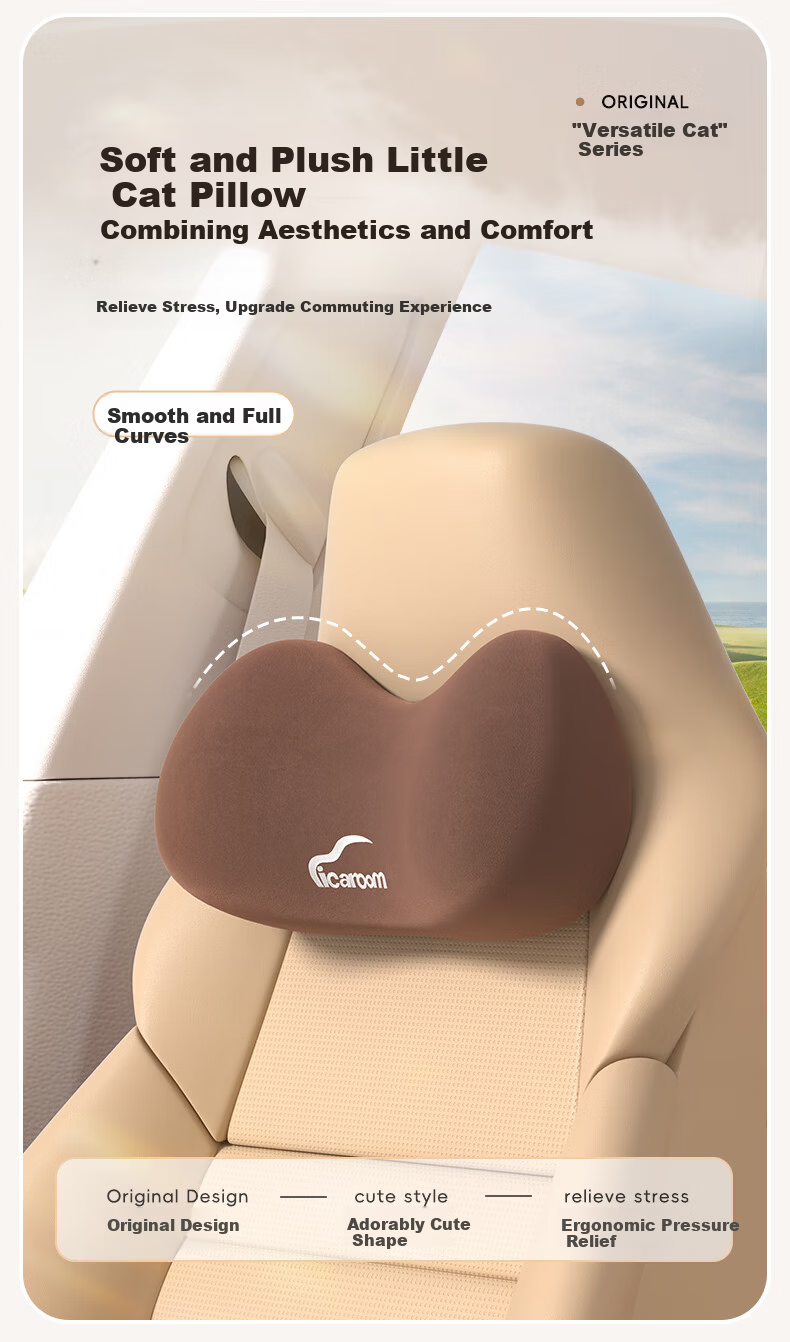 ICAROOM Car Headrest and Lumbar Support Set Memory Foam Neck Pillow Cervical Spine Cushion Car Waist Pillow Lumbar Support Cushion 3