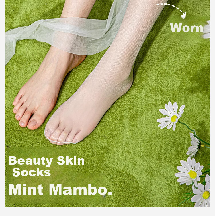 JOAE Women's 0D Ultra-Thin Summer Sheer Mint Green Mambo Skin-Enhancing Pantyhose Anti-Snag Sunscreen Bare-Leg Effect 4