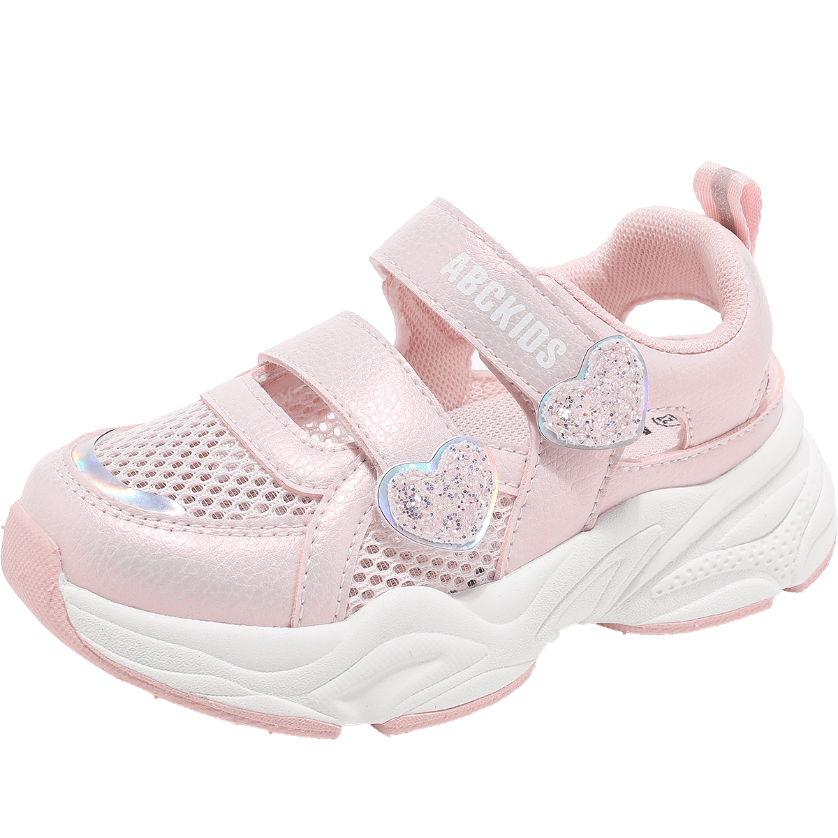 ABC KIDS Summer Girls' Simple Versatile Sports Casual Shoes Breathable Hollow Mesh Sandals Silver/Grey Size 32