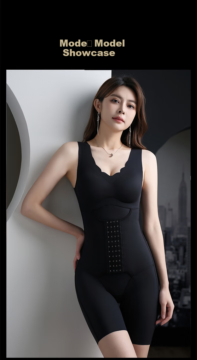 LangSha Postpartum Shaping Bodysuit Strong Abdomen Control Waist Trainer with Chest Pads Removable Back Slimming Body Shaper 11