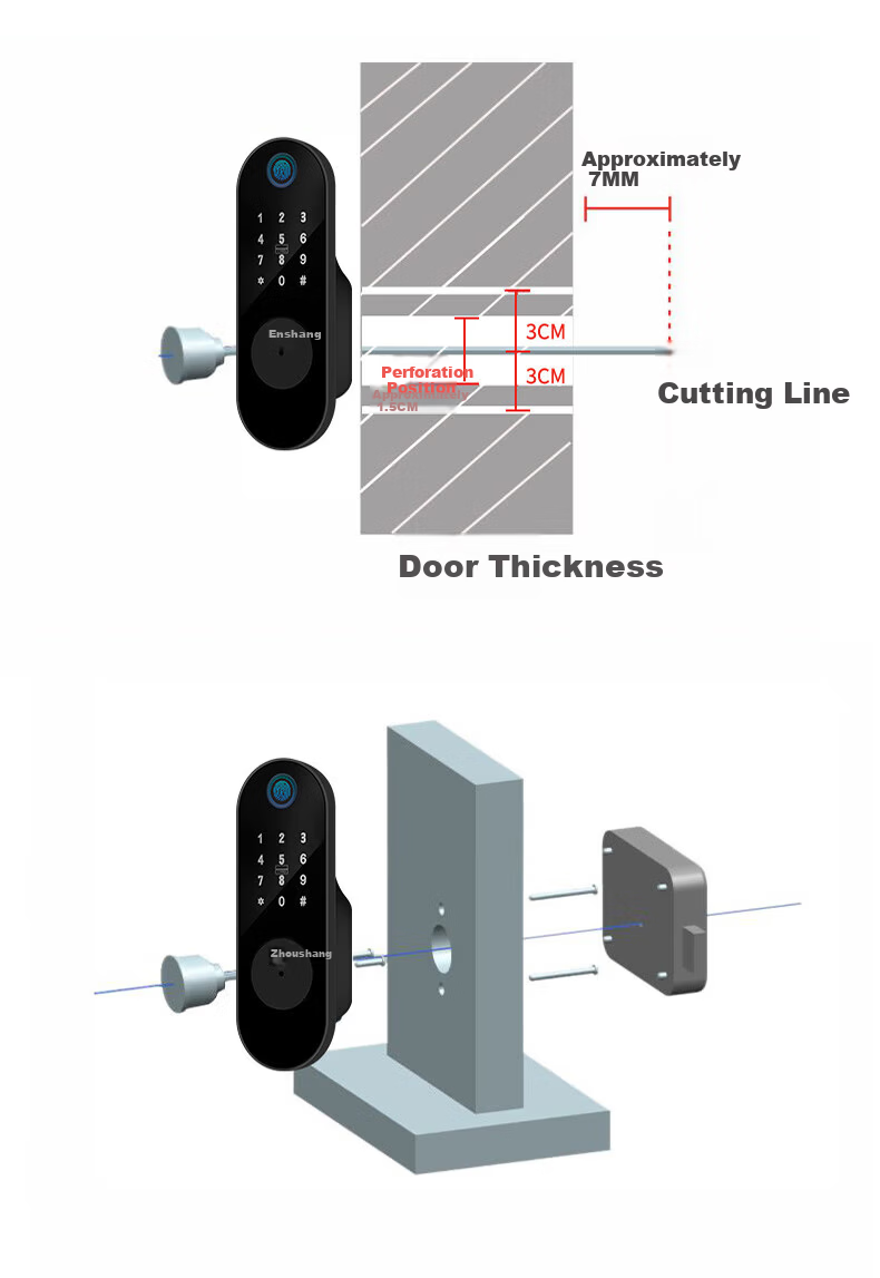 GS GSON Vintage Door Smart Lock Bull Head Lock Anti-theft Door Fingerprint Lock Rental House Rural Large Iron Door Access Control Integrated Password Lock 16