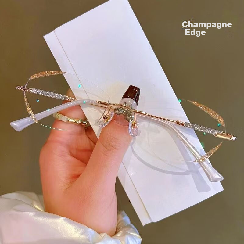 Mumujian Imported Reading Glasses for Women Frameless Fashion Elegant Gold 150° Blue Light Blocking [Recommended Age 50-54] 5