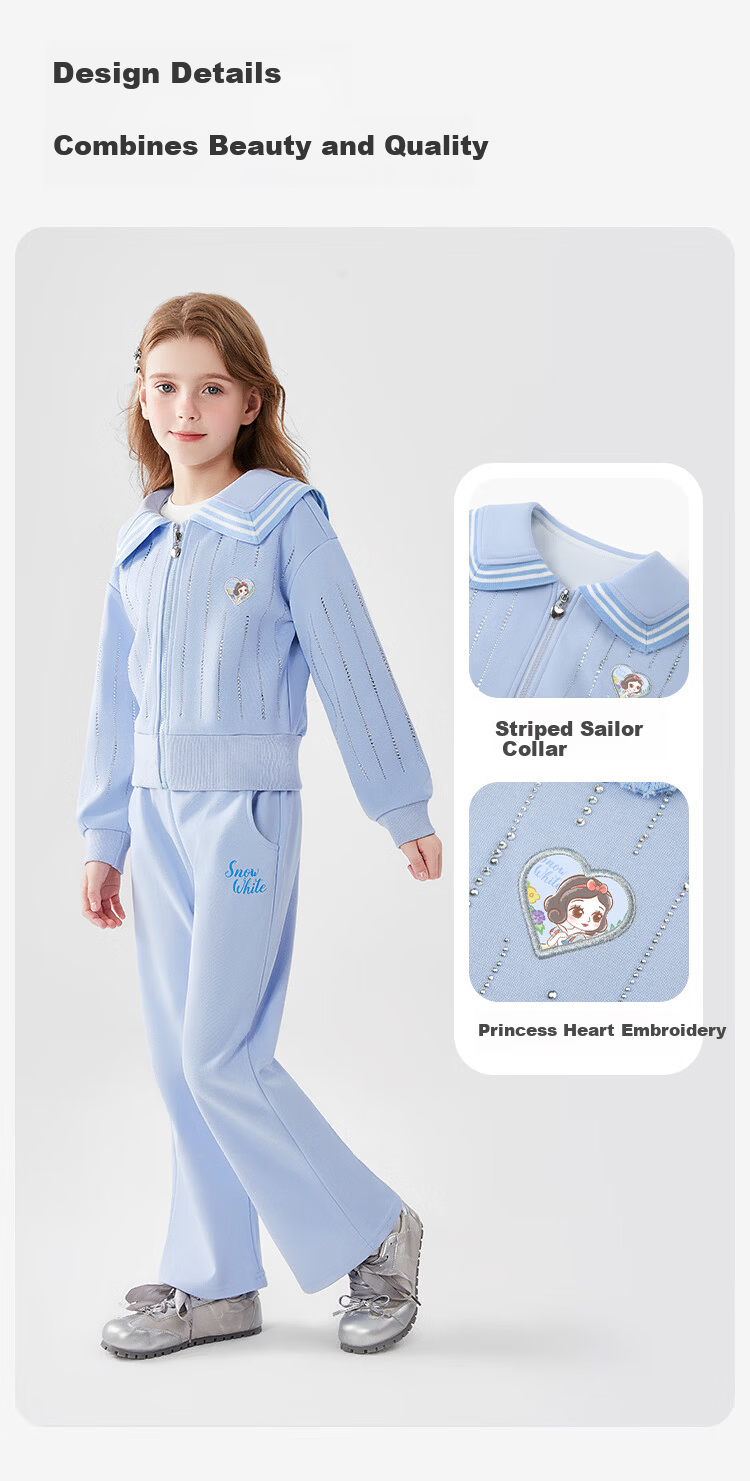 Disney Girls' Spring and Autumn Outfit 2026 Purple Size 160 Children's Jacket and Pants Sports Casual Set 11