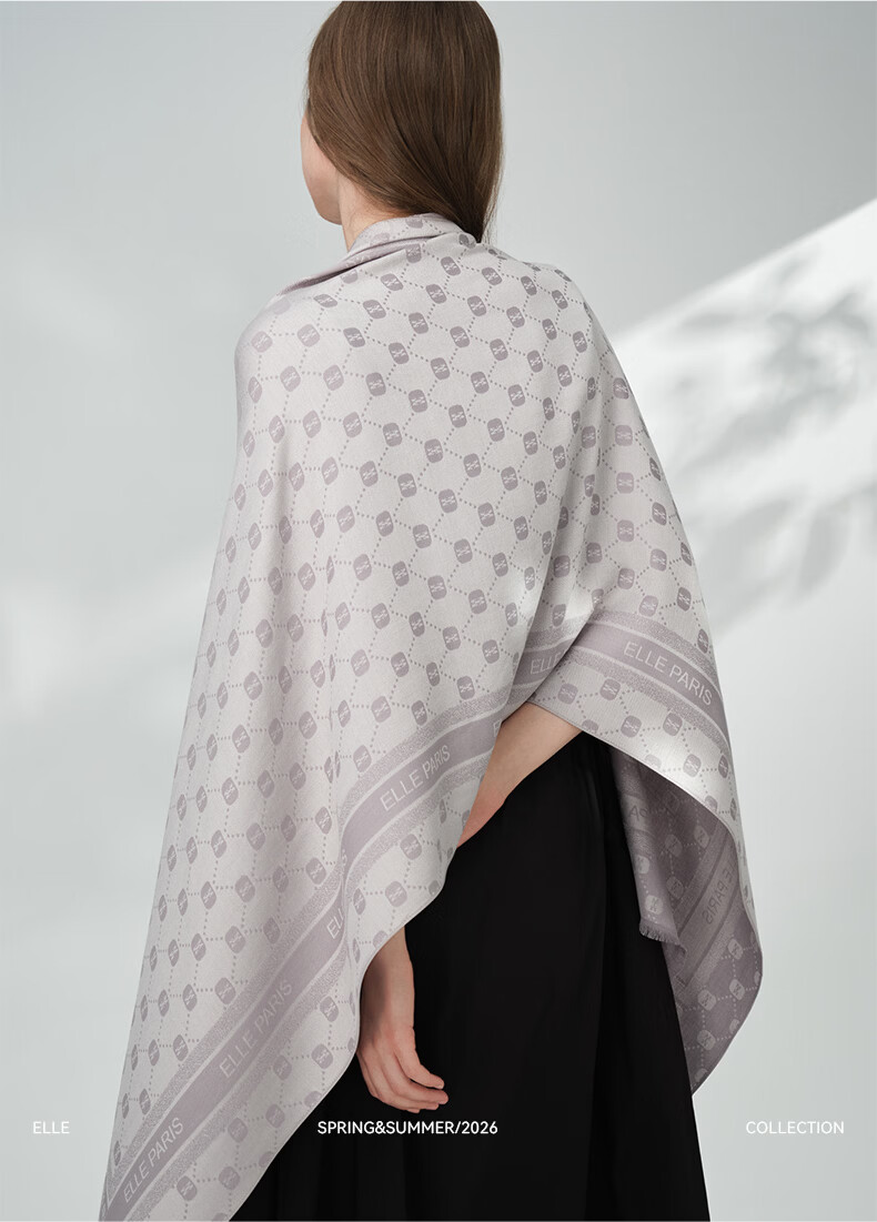 ELLE Women's Summer Office Air-Conditioned Room Warmth Shawl with Mulberry Silk Large Size Gift Box Scarf 13