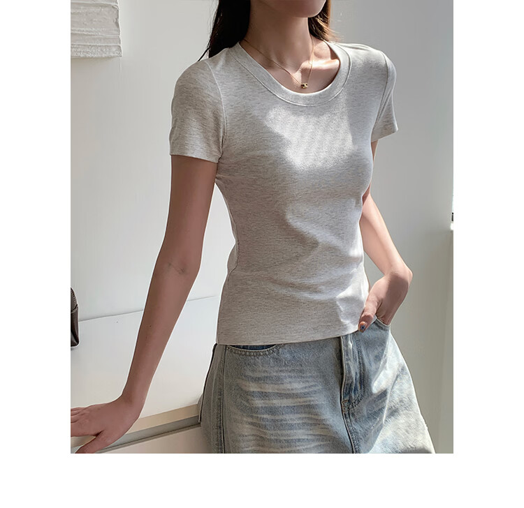 Herbal Original Color Women's T-Shirt Short Sleeve Pure Cotton White Loose Fit Basic Black Breathable Top 2026 New Summer Round Neck Korean Style 9