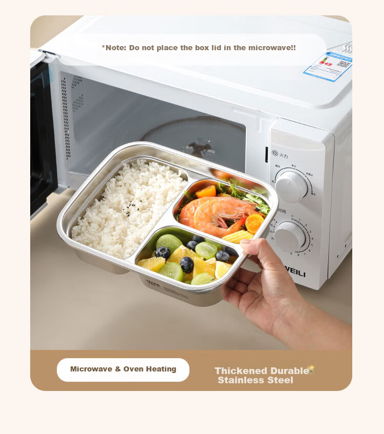 Wuxin Quality 316L Stainless Steel Lunch Box for Office Workers, Divided Bento Box, Microwave Safe, Large Capacity Double Compartment 1250ml 5