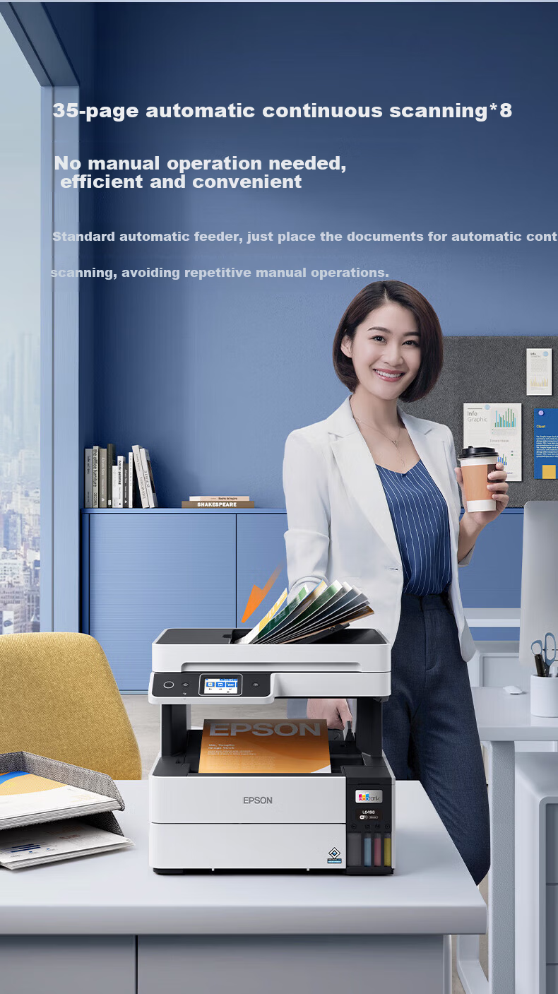 EPSON L6468 Ink Tank Color Professional Office Printer with 5-Year Full Warranty, Unlimited On-Site Repairs, Duplex Printing/Scanning/Copying, Dual Paper Feed, WiFi Mobile Remote 4