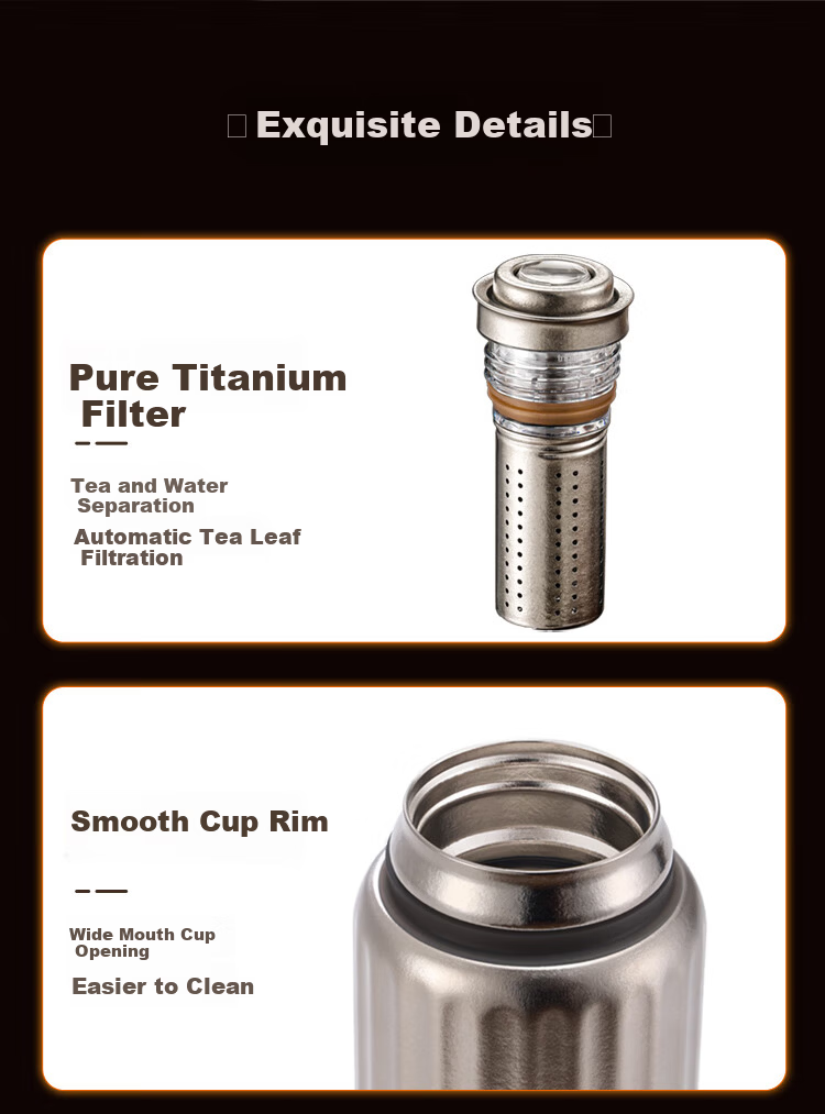FUGURNG BESTJOY Pure Titanium Coffee Mug Insulated Cup High-Quality Portable Outdoor Water Bottle Titanium Color 560ml Gift Box Set 21