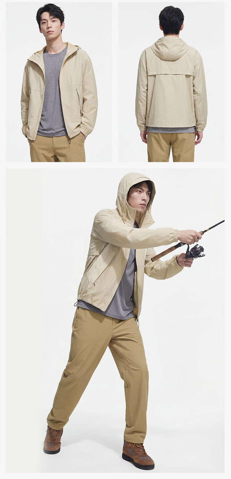 JD Jingzao Unisex Cooling Breathable Sunscreen Jacket New UV Protection Light Coffee Gray S 13