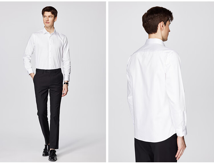 FIRS [100% Cotton Wrinkle-Free] Machine Washable Long-Sleeve Shirt for Men, High-End Pure Cotton Business Casual Long-Sleeve Dress Shirt 17